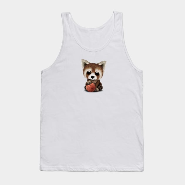Cute Baby Red Panda Playing With Basketball Tank Top by jeffbartels
